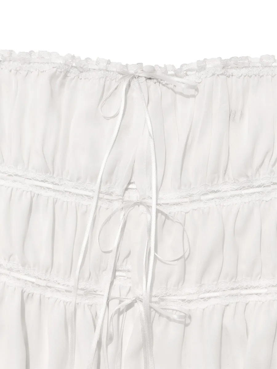 Dreamy Lace Shirring Top / Wht