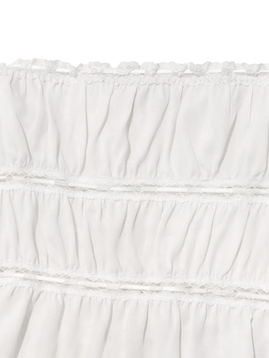Dreamy Lace Shirring Top / Wht