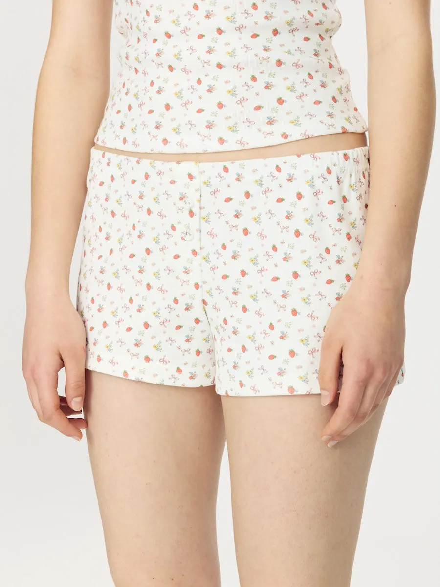 Wild Button Shorts / Strawberry Bow