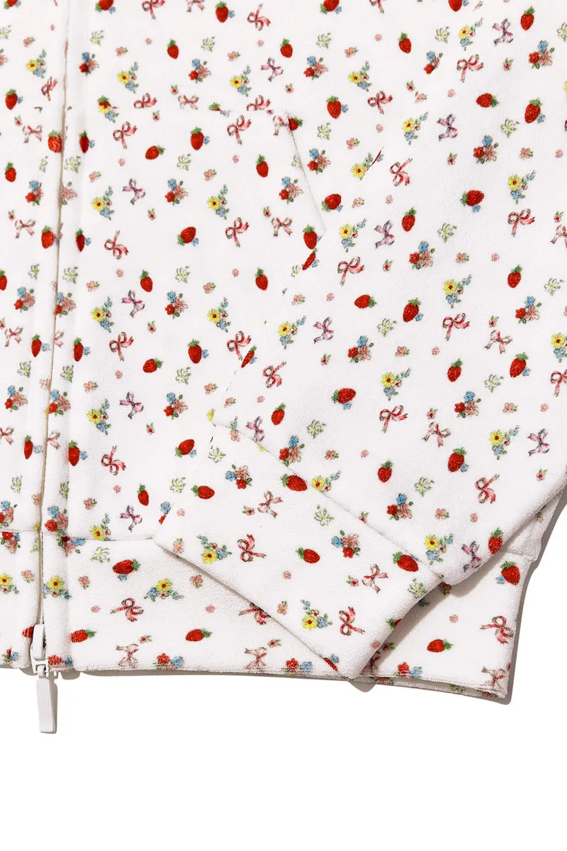 Lazy Sunday Terry Zip Up / Strawberry Bow