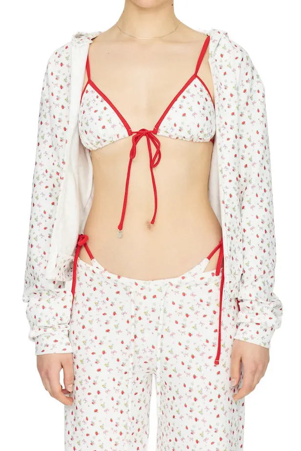 Lazy Sunday Terry Zip Up / Strawberry Bow