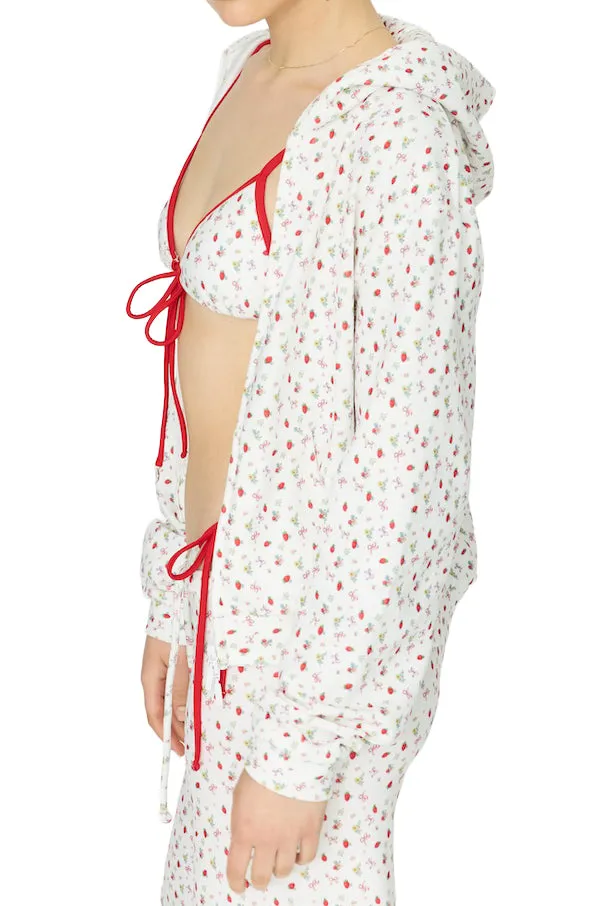 Lazy Sunday Terry Zip Up / Strawberry Bow