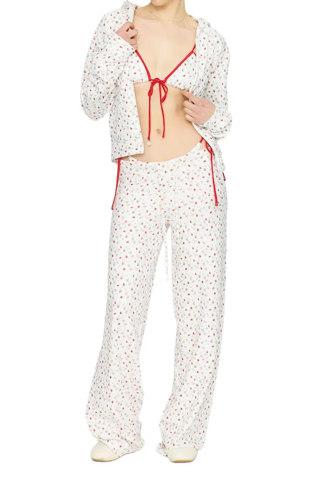 Lazy Sunday Terry Zip Up / Strawberry Bow