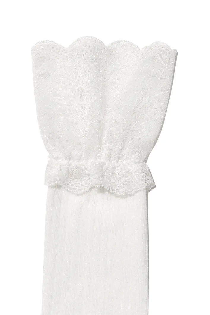 Posh Lace Knee Socks / White