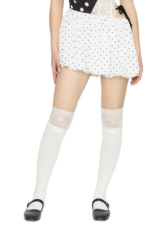Posh Lace Knee Socks / White