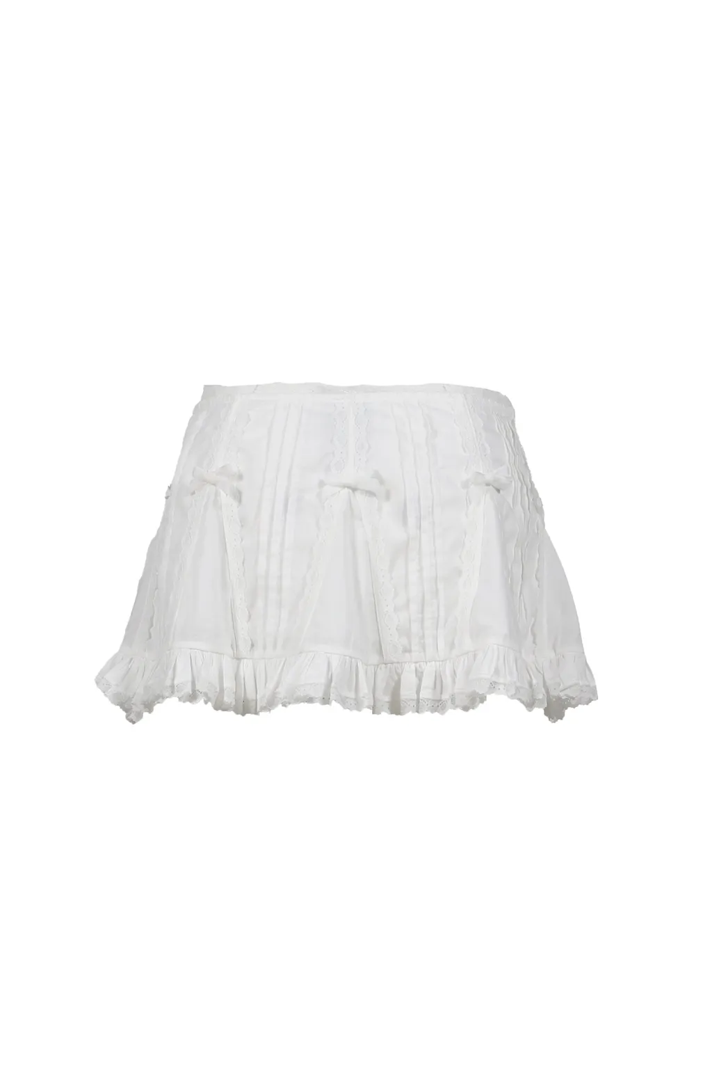 White Lace Trim Cotton Mini Skirt / Wht
