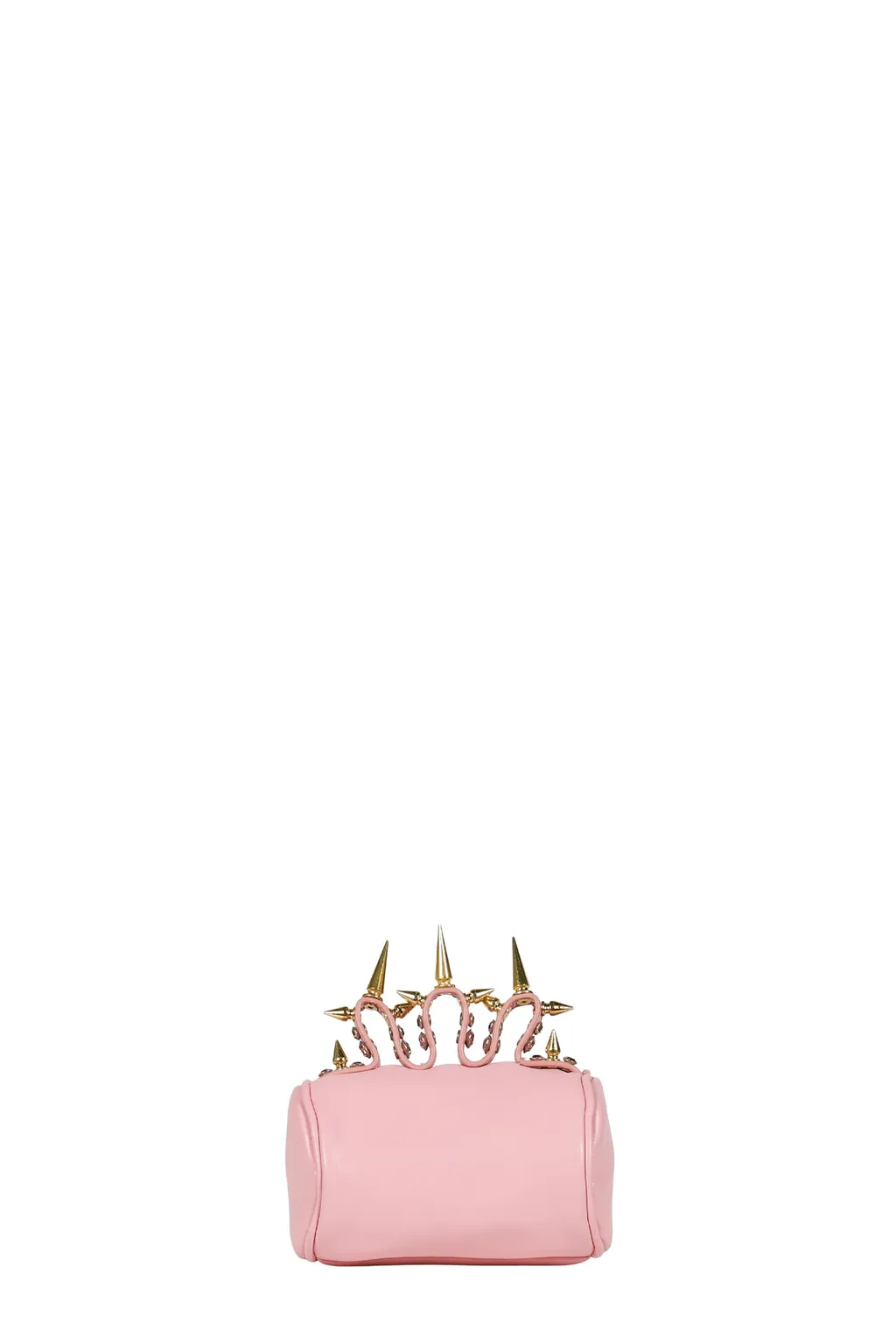Pink Rhinestone Brass Knuckles Leather Handbag / Pnk