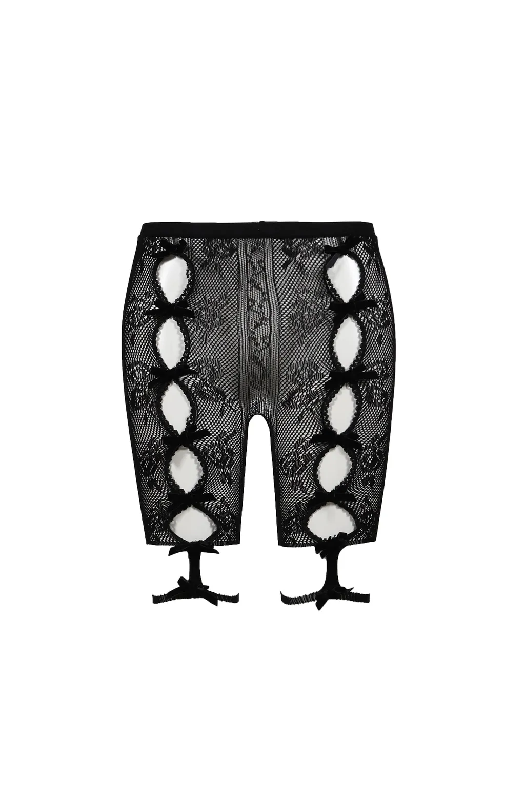 Black Bowknot Lace Short Leggings / Blk
