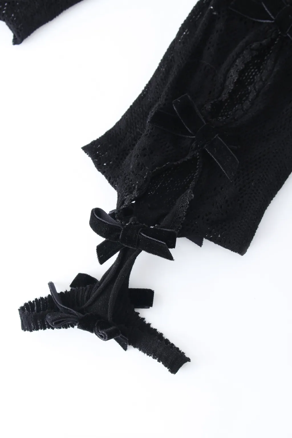 Black Bowknot Lace Short Leggings / Blk