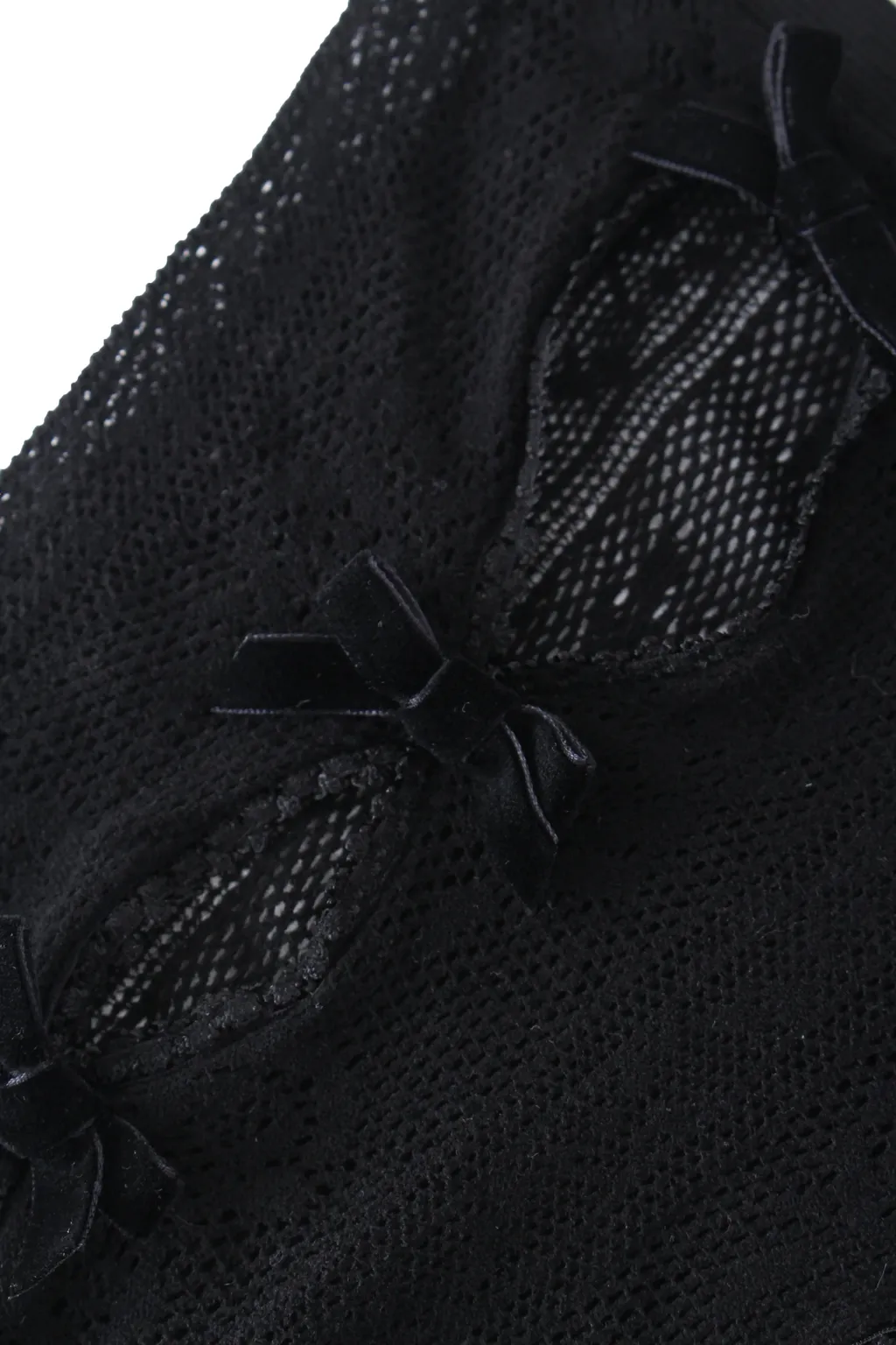 Black Bowknot Lace Short Leggings / Blk
