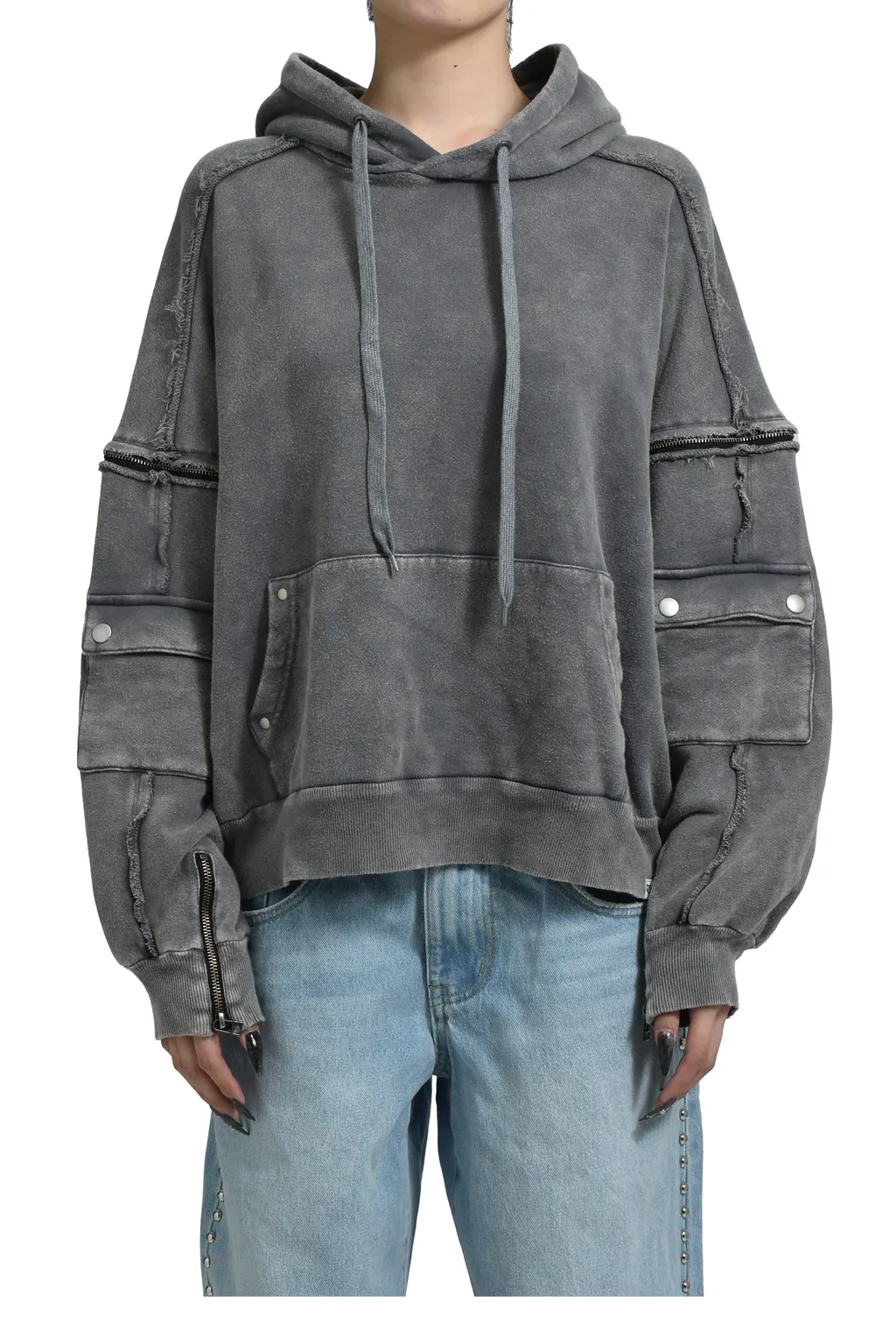 Split Sweat Hoodie / Grey