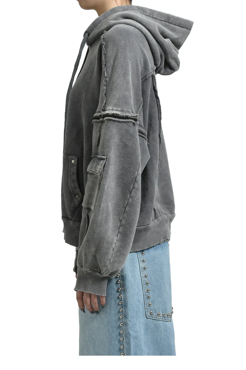 Split Sweat Hoodie / Grey