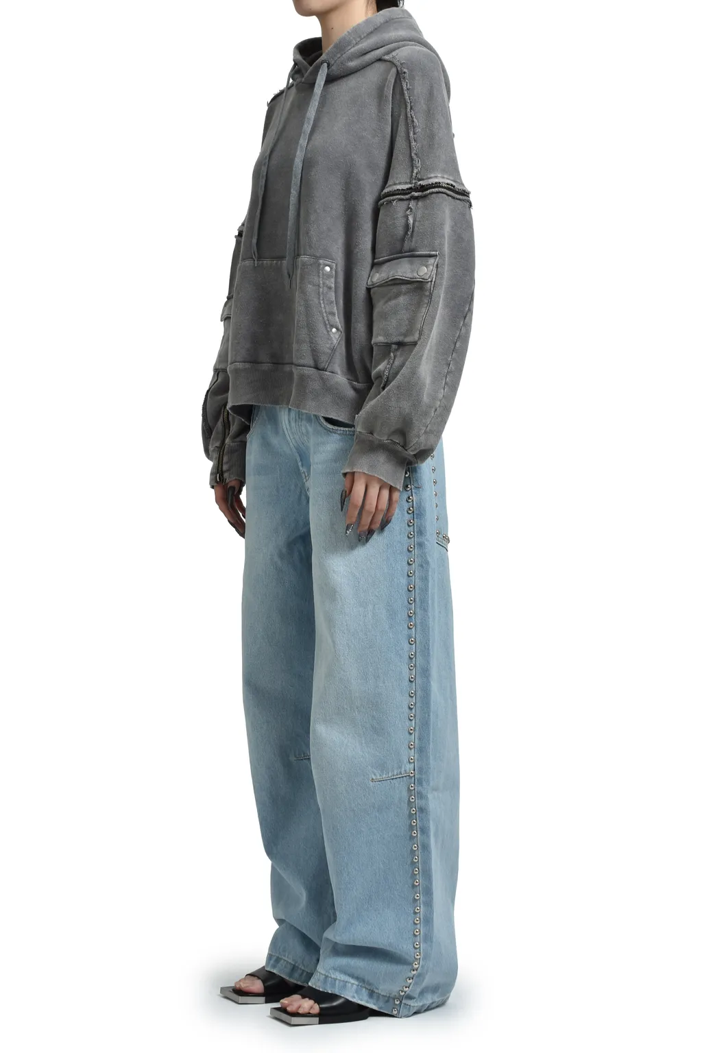 Split Sweat Hoodie / Grey