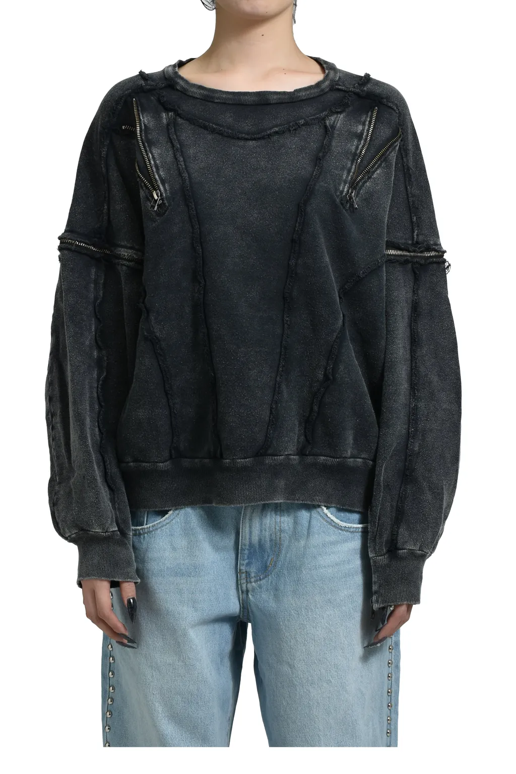 Split Sweat Crewneck / Black