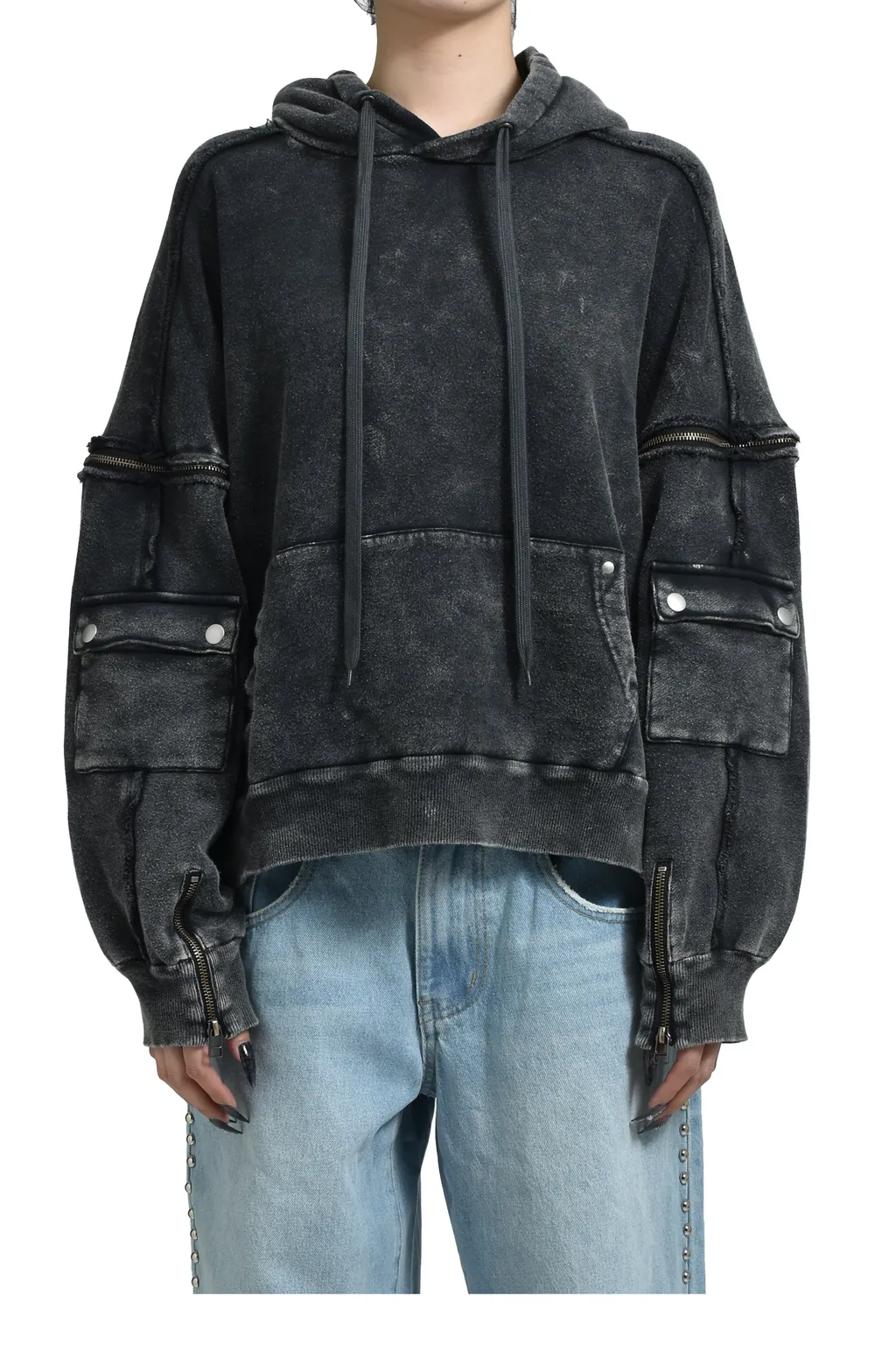 Split Sweat Hoodie / Black