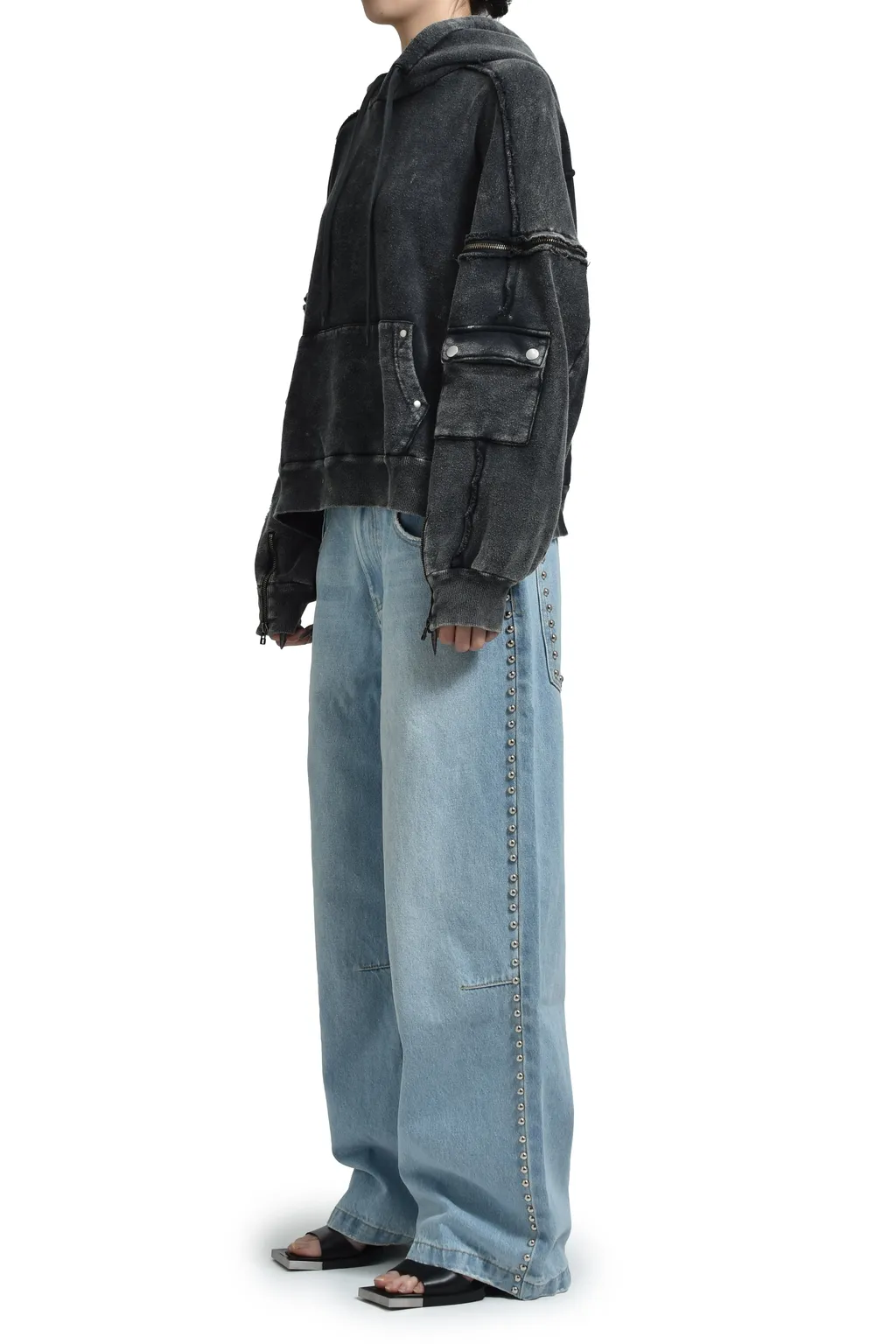 Split Sweat Hoodie / Black