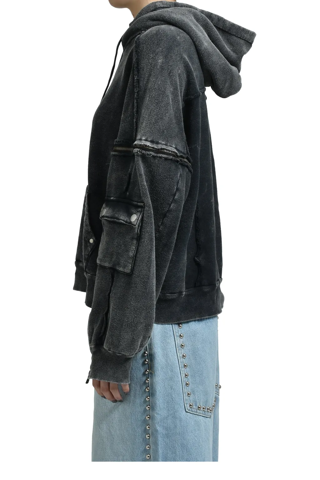 Split Sweat Hoodie / Black