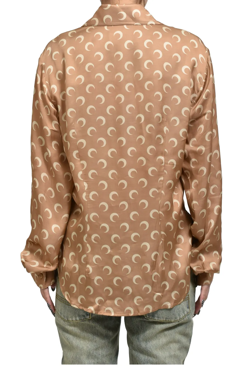 Moon Satin Shirt Blouse / D Camel