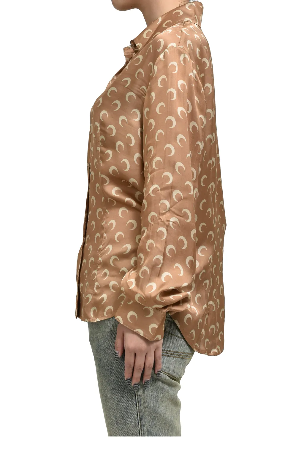 Moon Satin Shirt Blouse / D Camel
