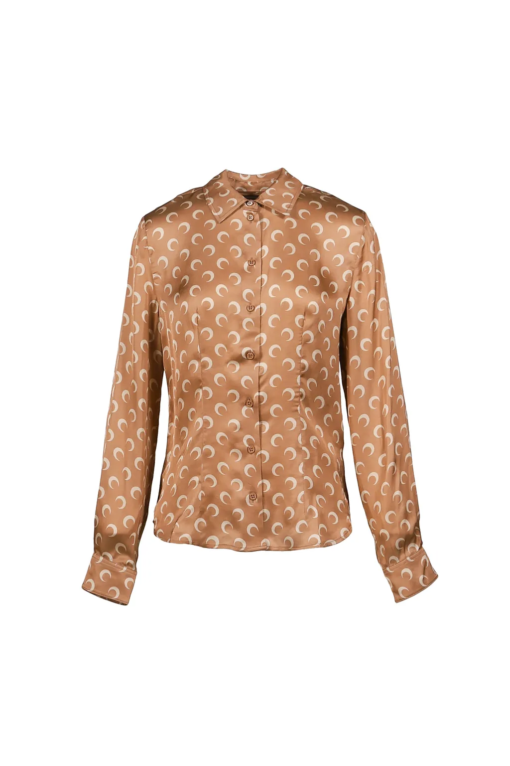 Moon Satin Shirt Blouse / D Camel