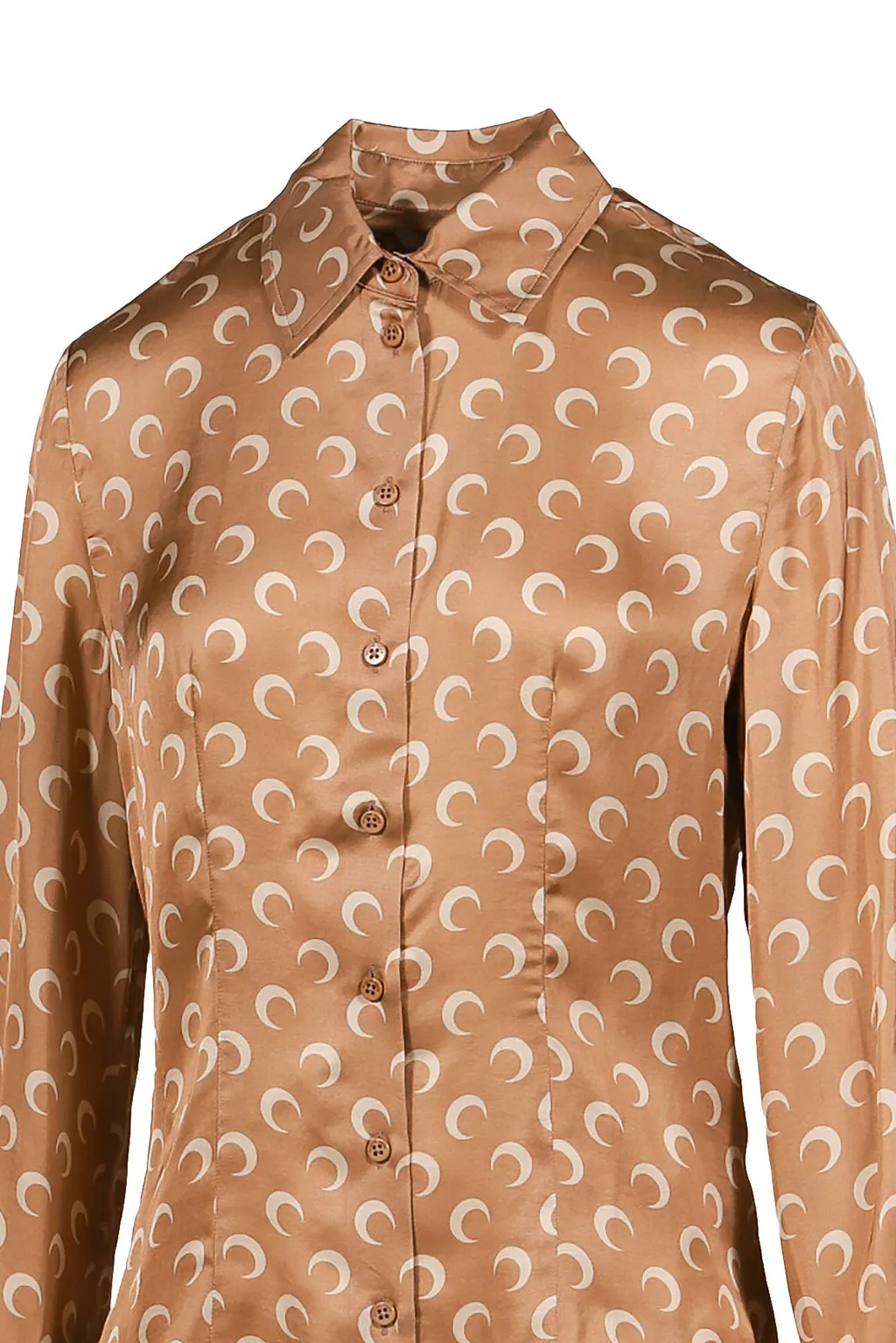 Moon Satin Shirt Blouse / D Camel