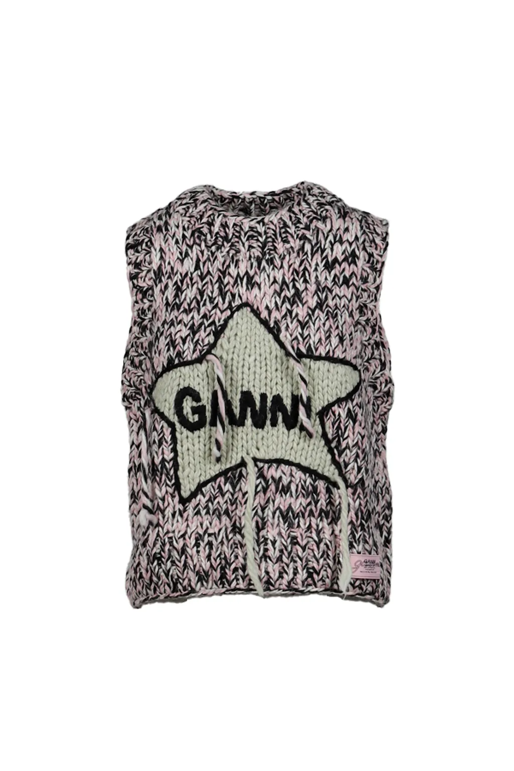 Graphic Wool Handknit Vest / Pnk