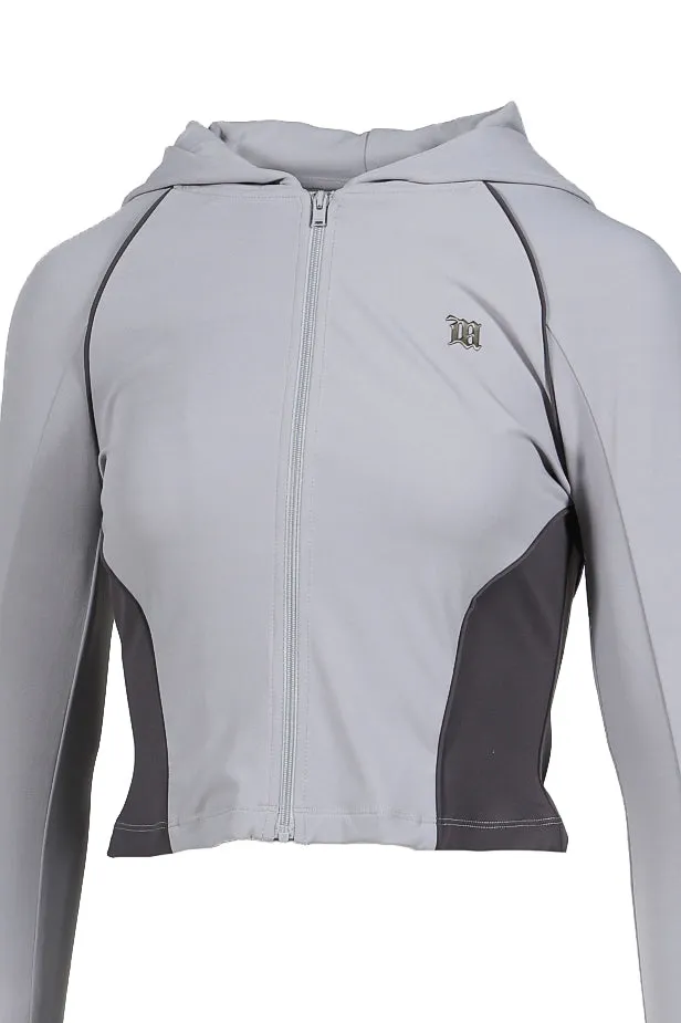 Lycra Zipped Hoodie / Grey