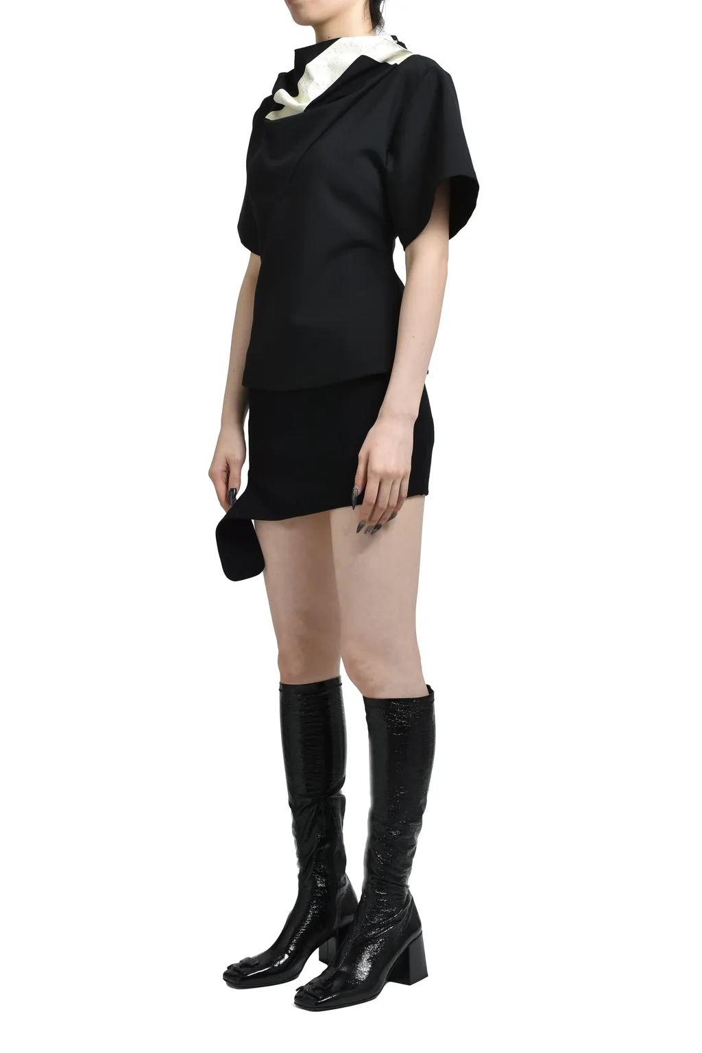 Scarf Polywool Top / Black