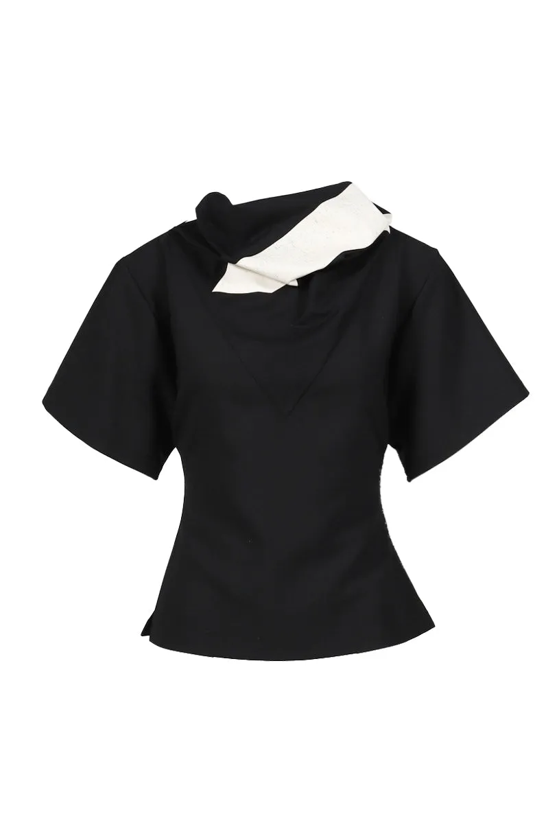 Scarf Polywool Top / Black