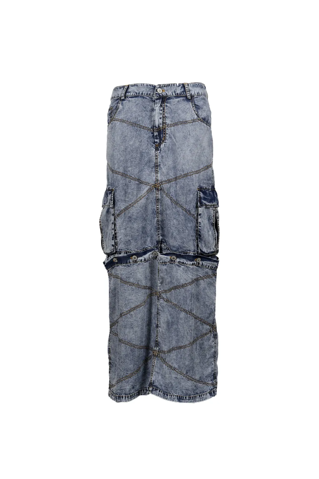 Stonewashed Convertible Skirt / Blu