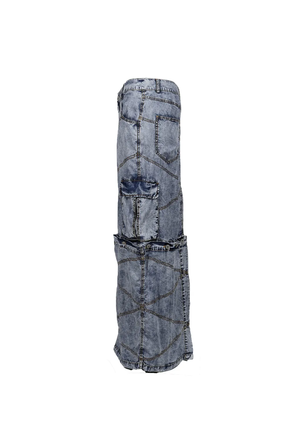 Stonewashed Convertible Skirt / Blu
