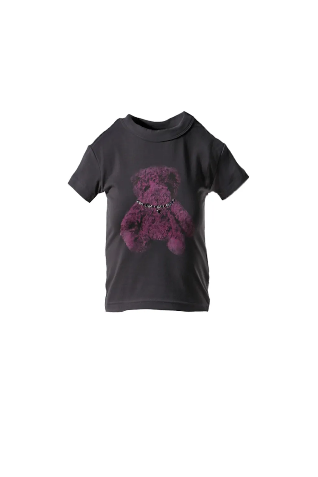 Charcoal Studded Bear Cropped T-Shirt / Charcoal