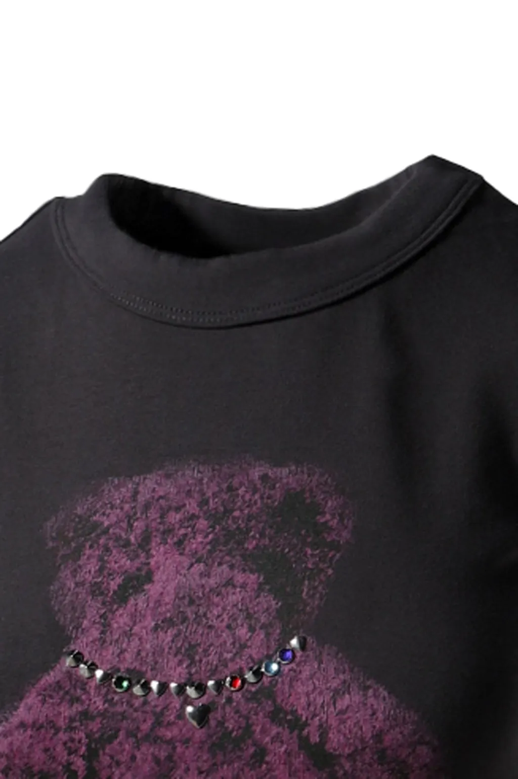 Charcoal Studded Bear Cropped T-Shirt / Charcoal