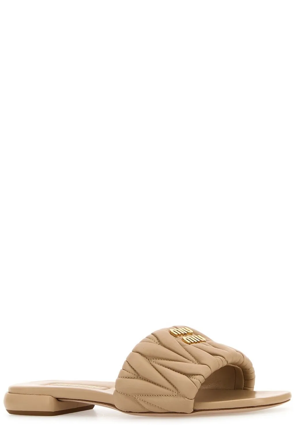 Miu Miu Logo Lettering Square Toe Sandals