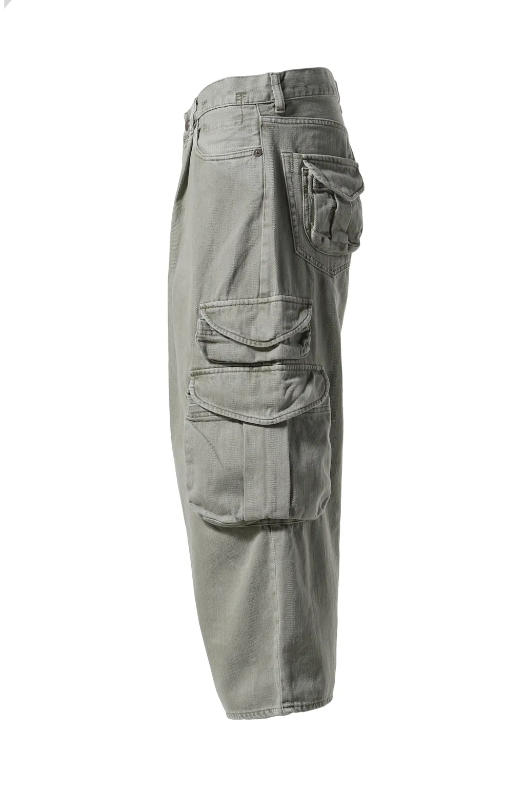 Cropped Multi Pocket Cargo / Grn