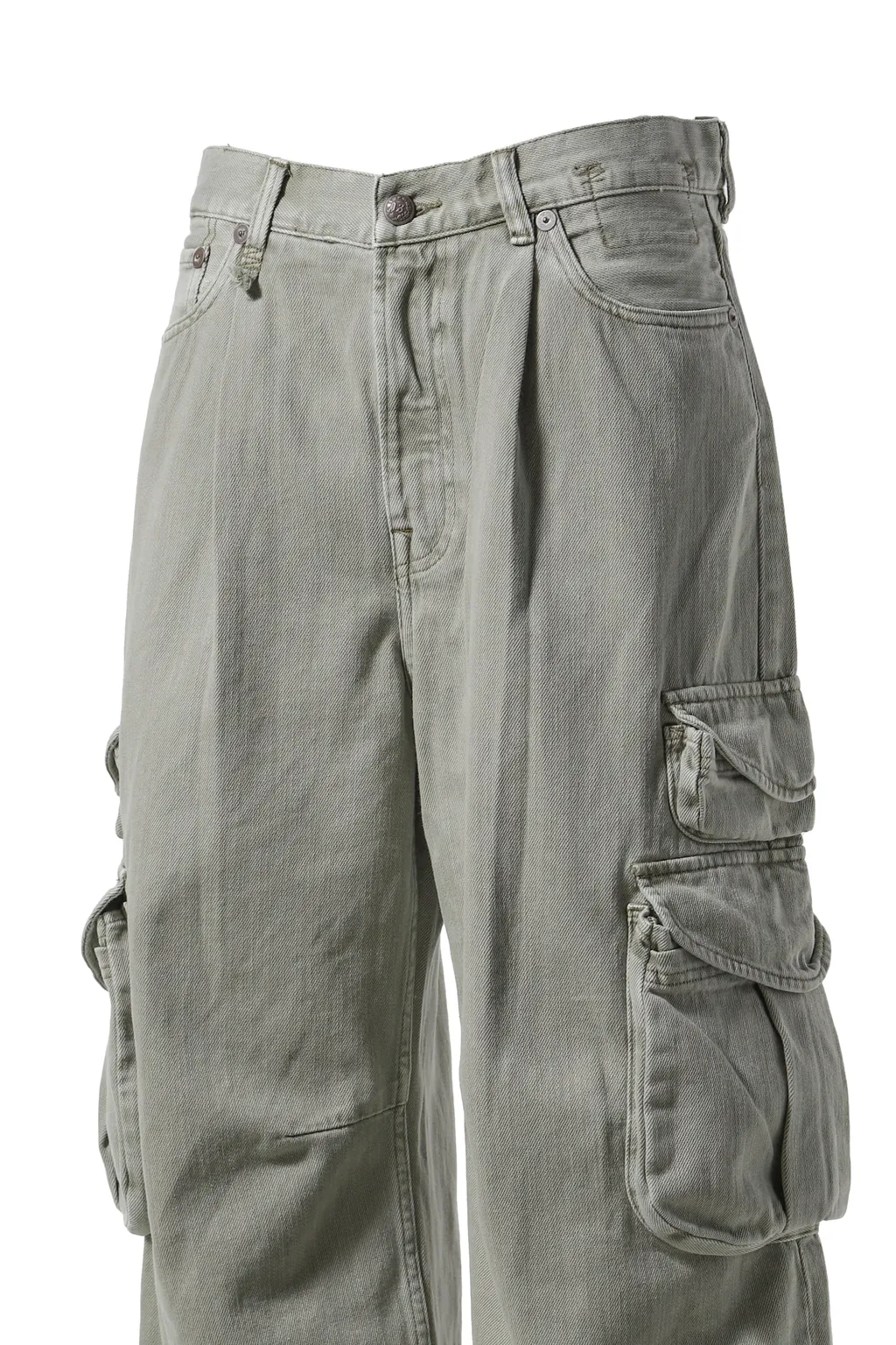 Cropped Multi Pocket Cargo / Grn
