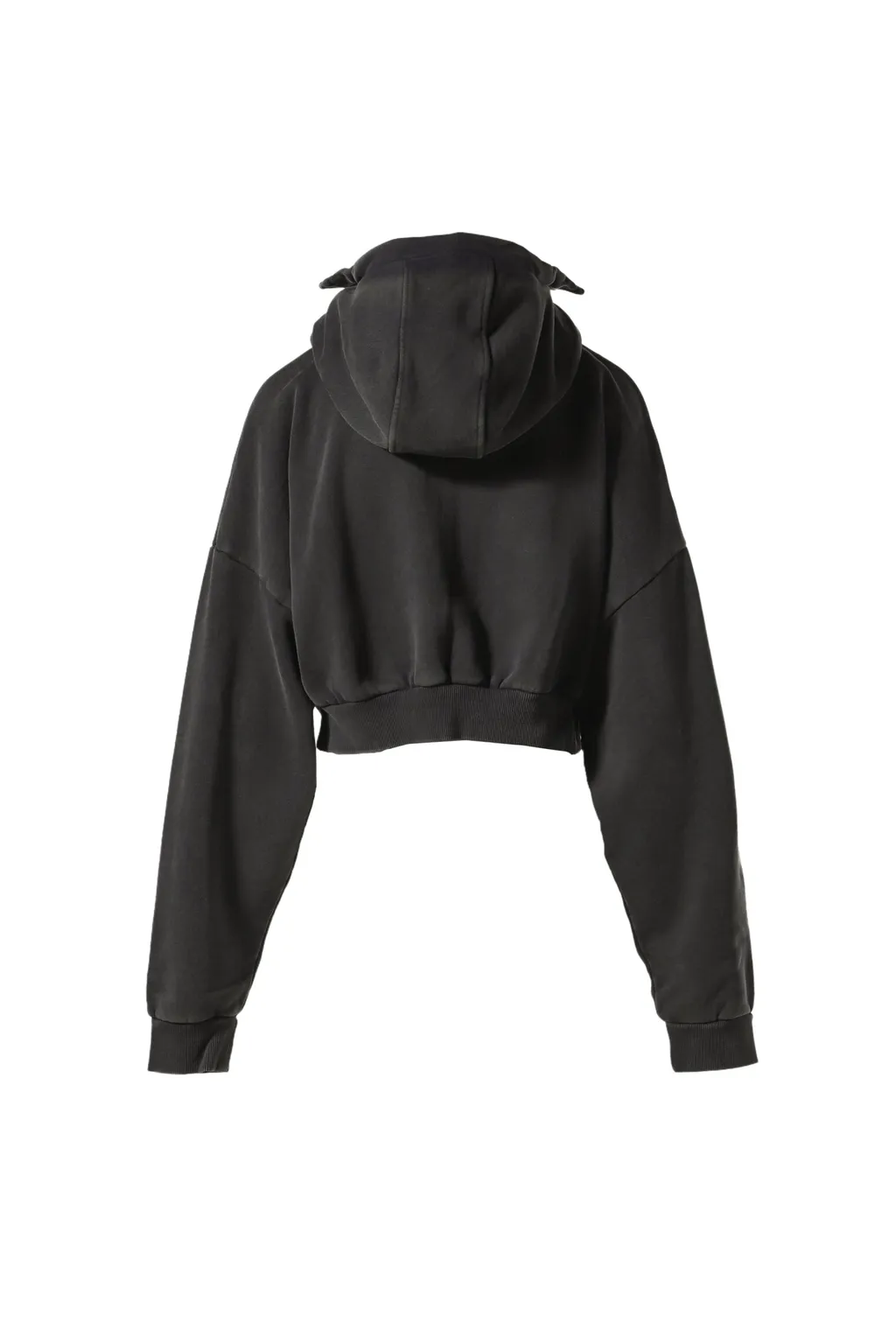 Cropped Full Zip / Washed Black