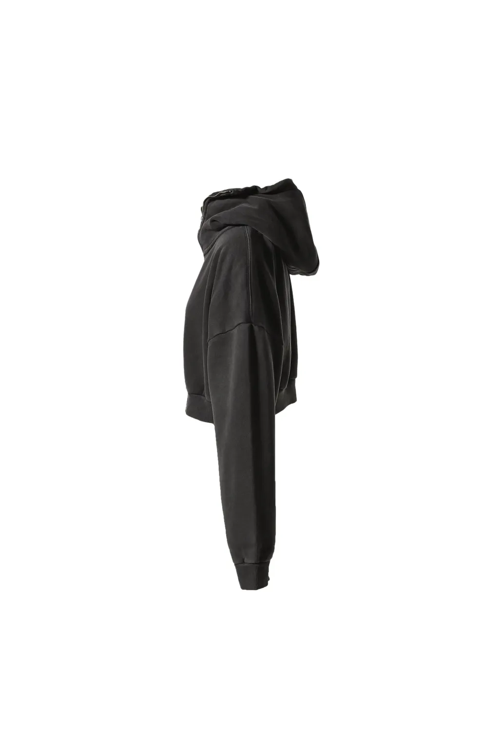 Cropped Full Zip / Washed Black