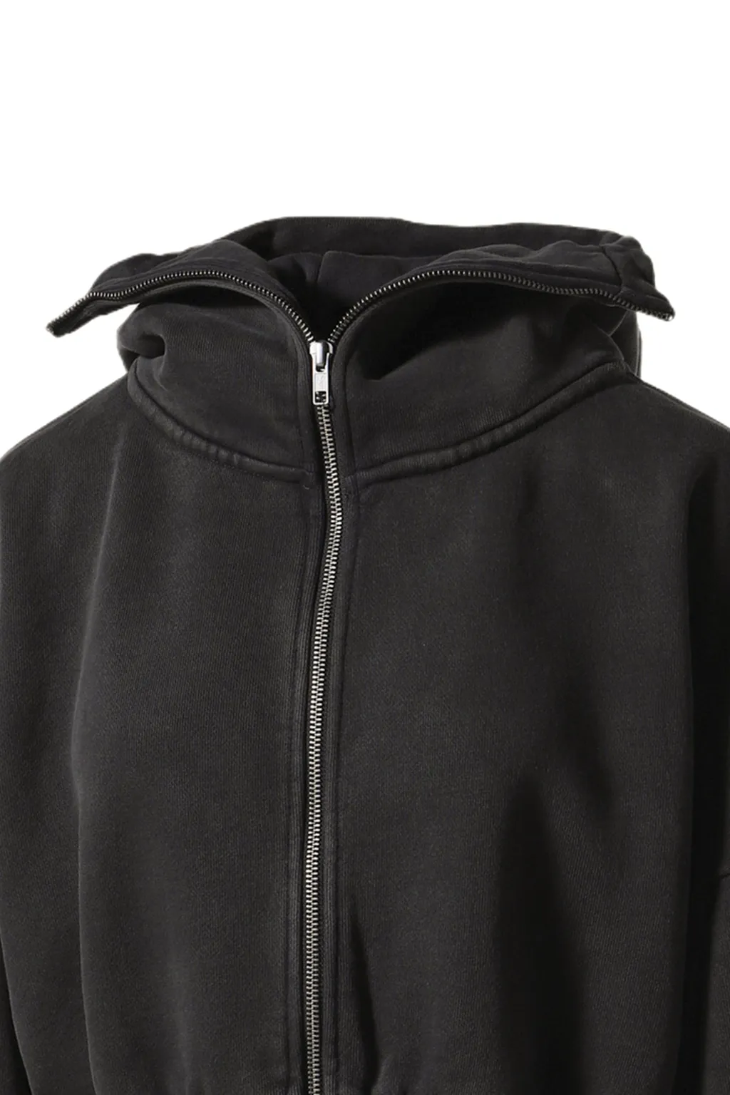 Cropped Full Zip / Washed Black