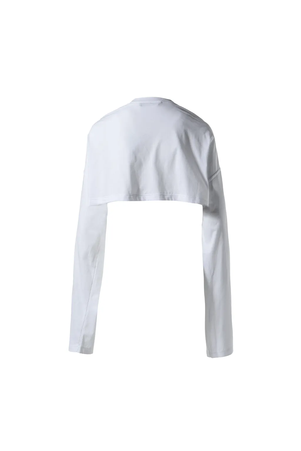 Scrunched Logo Long Sleeve Crop Top / Wht