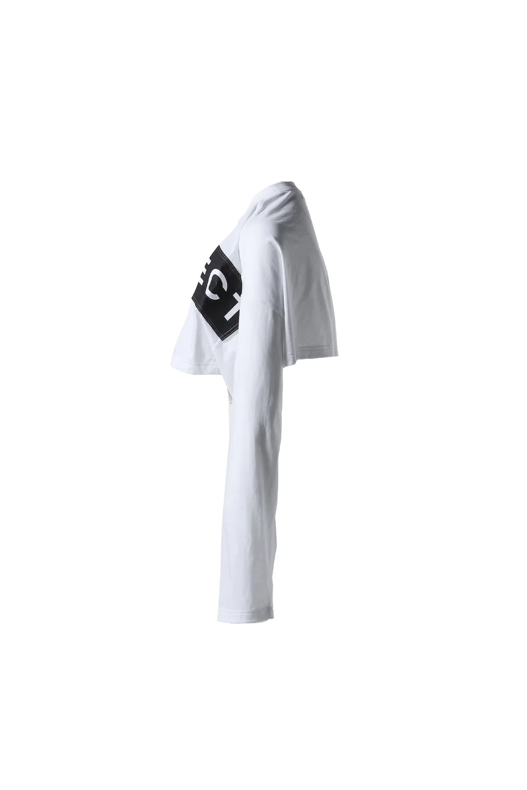 Scrunched Logo Long Sleeve Crop Top / Wht