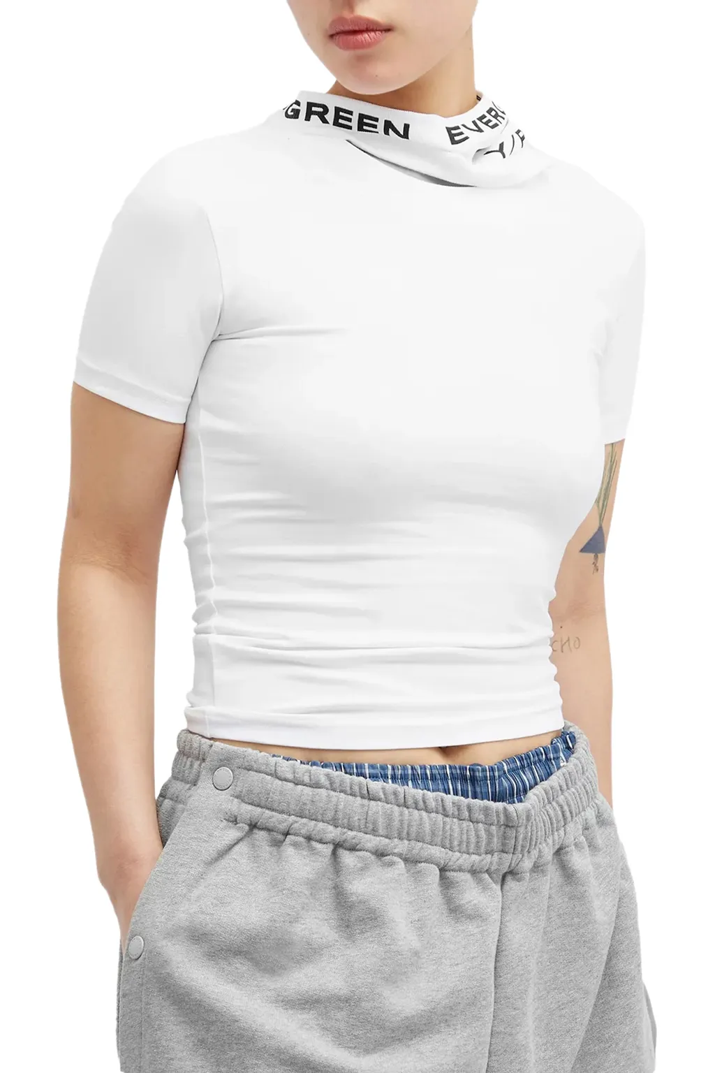 Evergreen Triple Collar Fitted T-Shirt / Wht