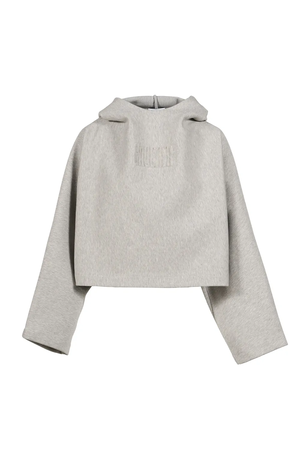 Bonded Cotton Cropped Bat Sleeves Hoodie With Embossing / Gry Gaultier