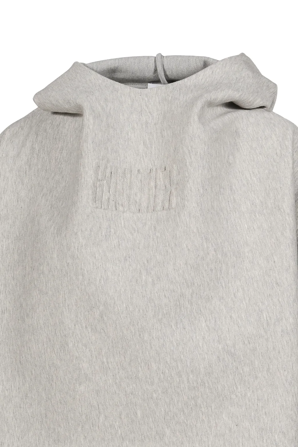 Bonded Cotton Cropped Bat Sleeves Hoodie With Embossing / Gry Gaultier