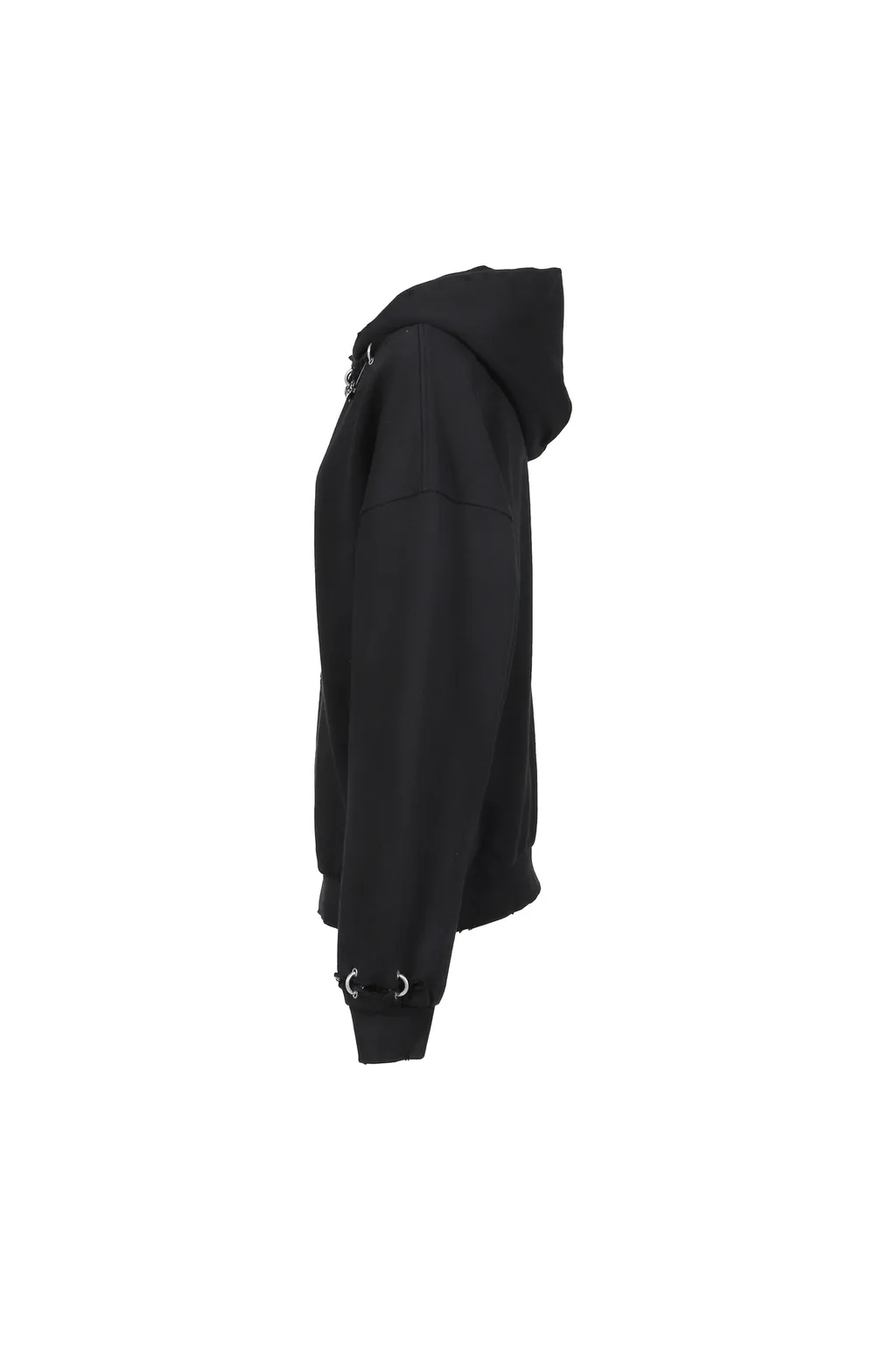 Piercing Detail Zip-Up Hoodie / Blk