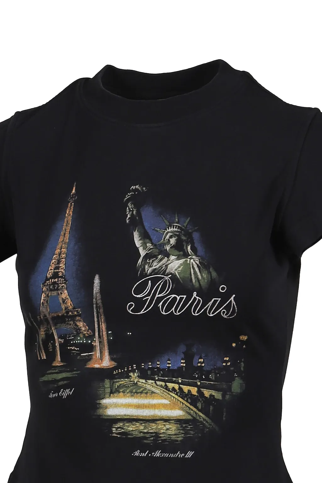 Paris Tourist Front Sleeve Baby T-Shirt / Blk