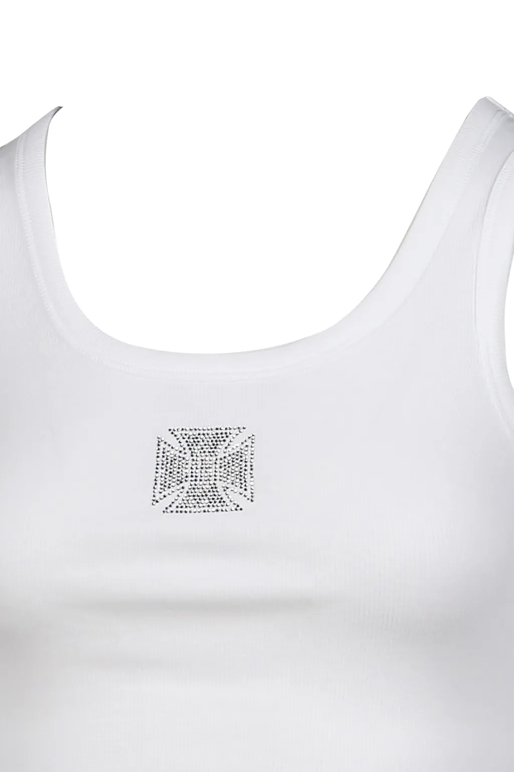 Crystal Biker Cross Tanktop / Wht
