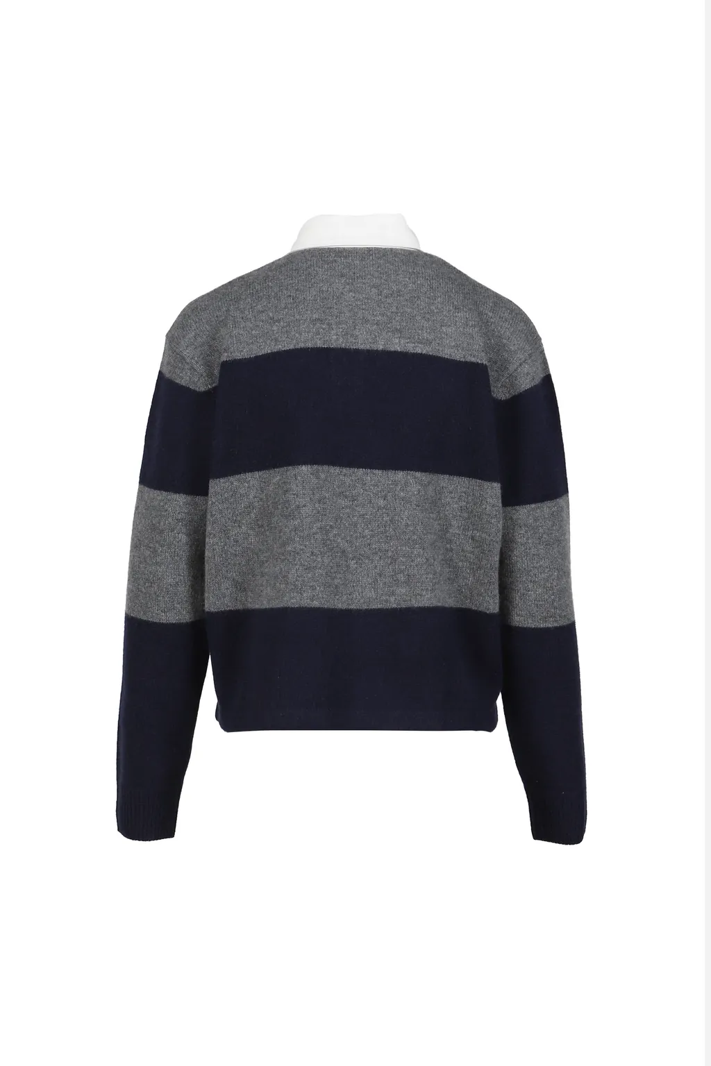 Serif Logo Cashmere Rugby Polo / Heather Gry/Dark Nvy