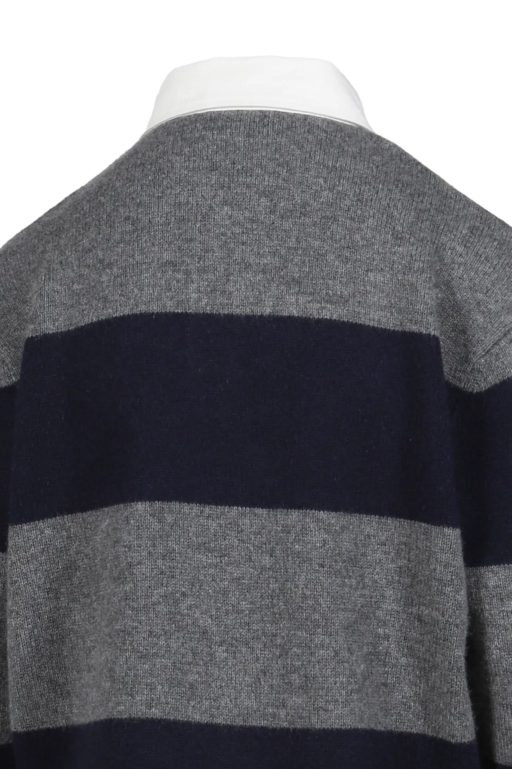 Serif Logo Cashmere Rugby Polo / Heather Gry/Dark Nvy
