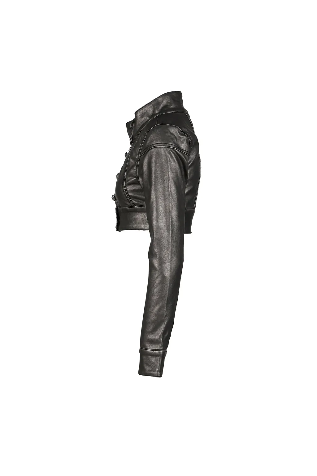 Pu Military Cropped Jacket / Blk